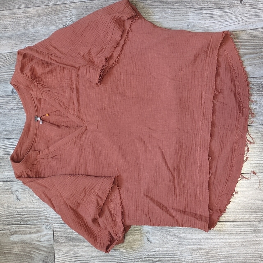 Young Fabulous And Broke Terracotta V-Neck Women's Top S